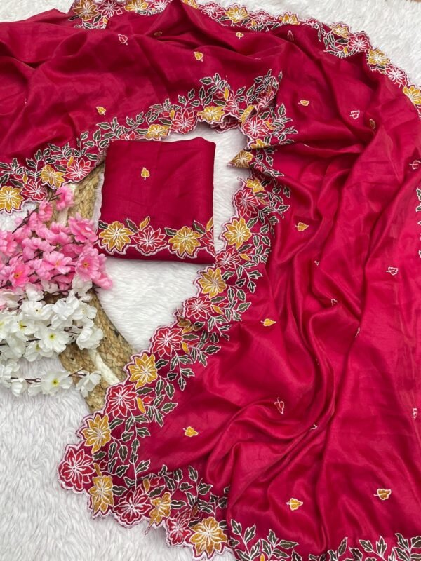 TUSSAR COTTON DIGITAL PRINTED SAREE WITH HAND PITHA WORK AND SEQUIN TOUCHUP  NF7684