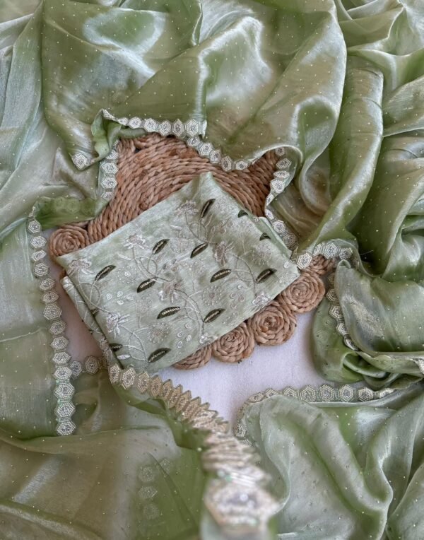 Premium Soft Burberry Silk Dusty Color with Pure Jarakan Lace Border and All over Sirovski Diamond in Saree*#NF7709*