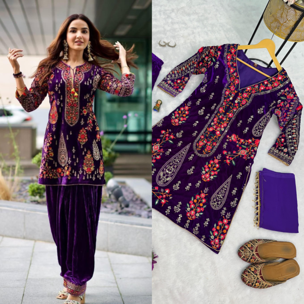 VELVET HEAVY KURTI, PATIALA SALWAR WITH DUPATTA #NF7974