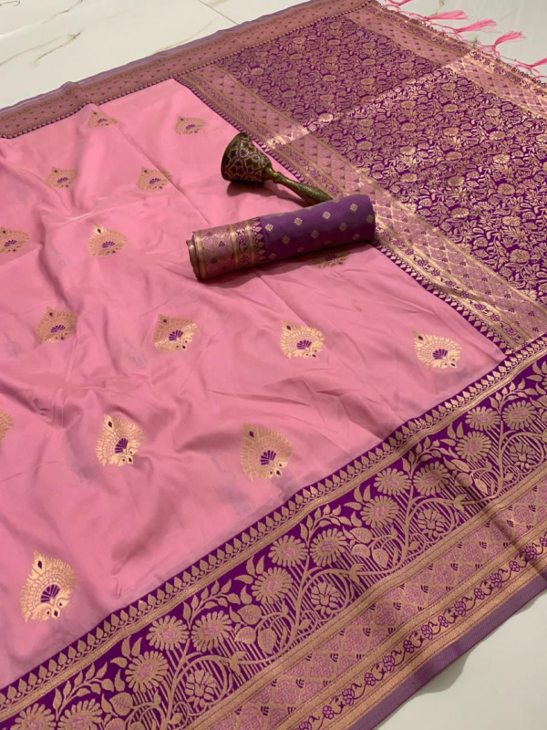 PURE SILK SAREE ZARI WITH MINAKARI BUTTON AND MINAKARI WEAVING BORDER WORK #NF8520