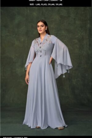 Heavy Georgette Embroidery & Handwork Gown