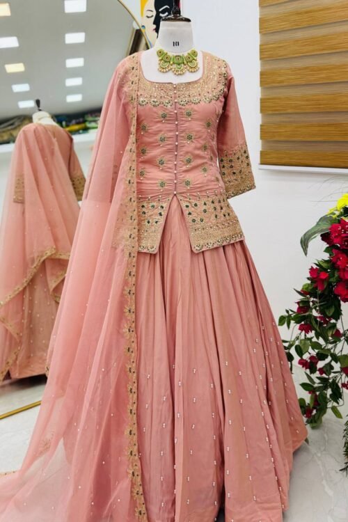 Stitched Kurti Set with Pant & Chanderi Silk Dupatta – Multi Embroidery & Digital Print