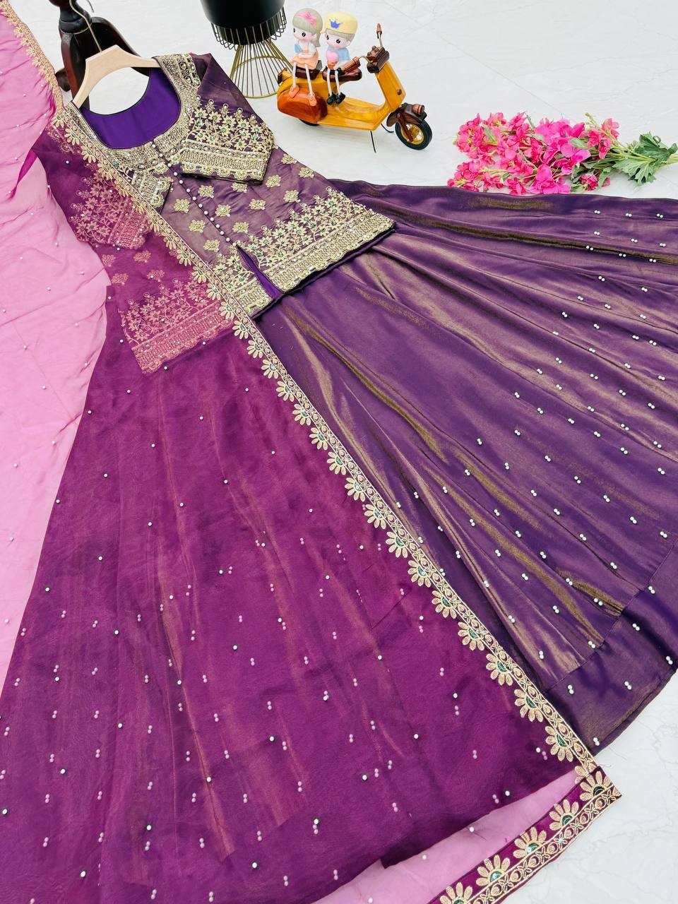 Stitched Kurti Set with Pant & Chanderi Silk Dupatta – Multi Embroidery & Digital Print - Image 15
