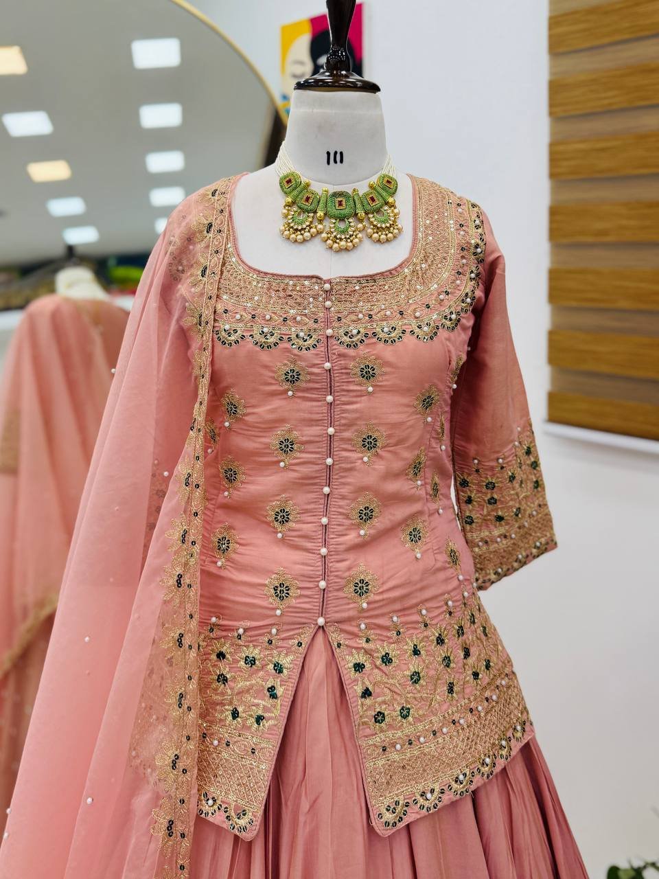 Stitched Kurti Set with Pant & Chanderi Silk Dupatta – Multi Embroidery & Digital Print - Image 9