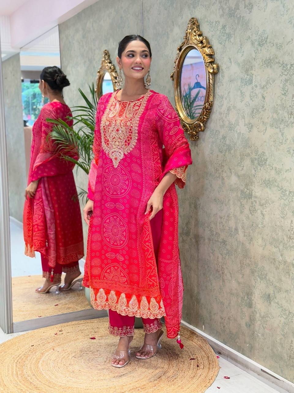 Presenting New Designer Collection In Pure Natural Crep With Heavy Embroidery Coding Dori-Sequence Work Top-Bottom And Dupatta Set Fully Stitched Ready To Wear - Image 7