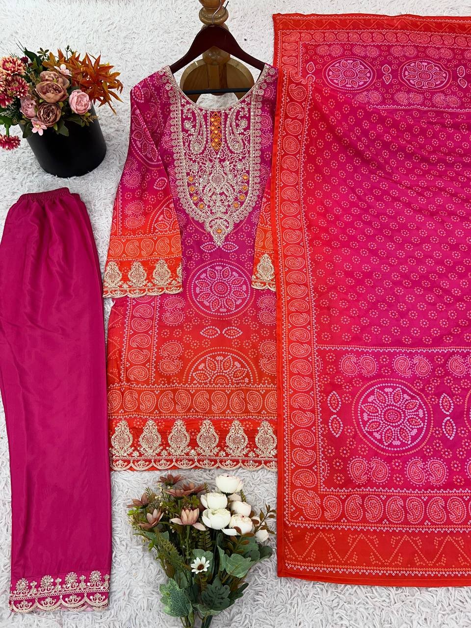 Presenting New Designer Collection In Pure Natural Crep With Heavy Embroidery Coding Dori-Sequence Work Top-Bottom And Dupatta Set Fully Stitched Ready To Wear - Image 2