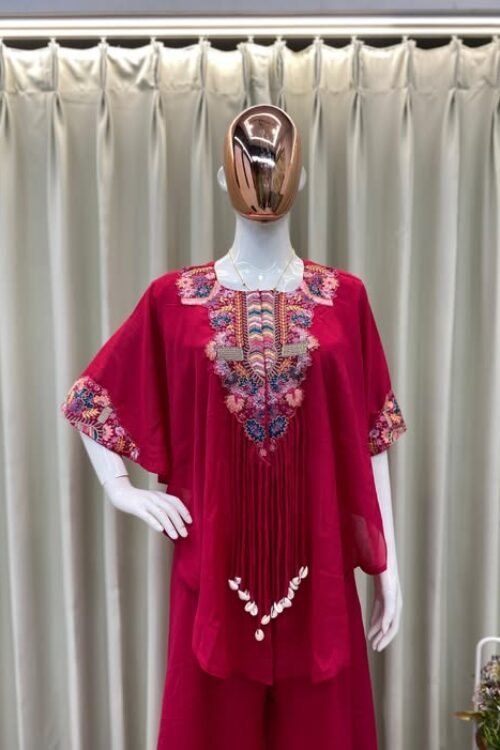 New Trendy Three-Piece Indo Western Set with Sequence Embroidered Work (Air Tex Chinon Fabric)