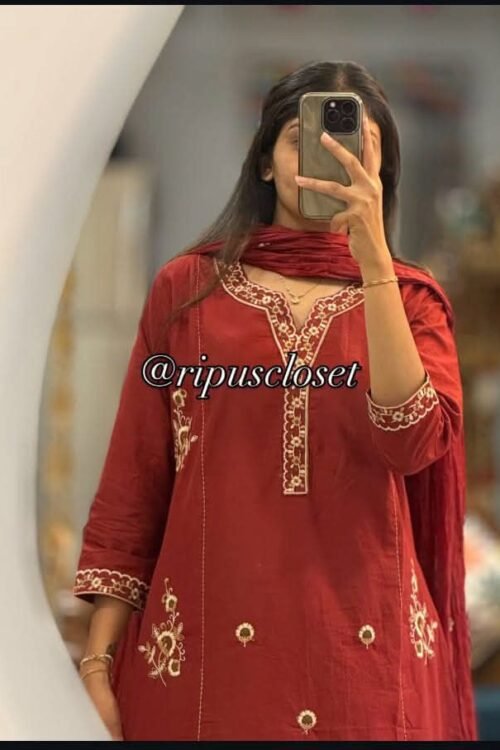 COTTON KURTI, PANT WITH DUPATTA NF10728