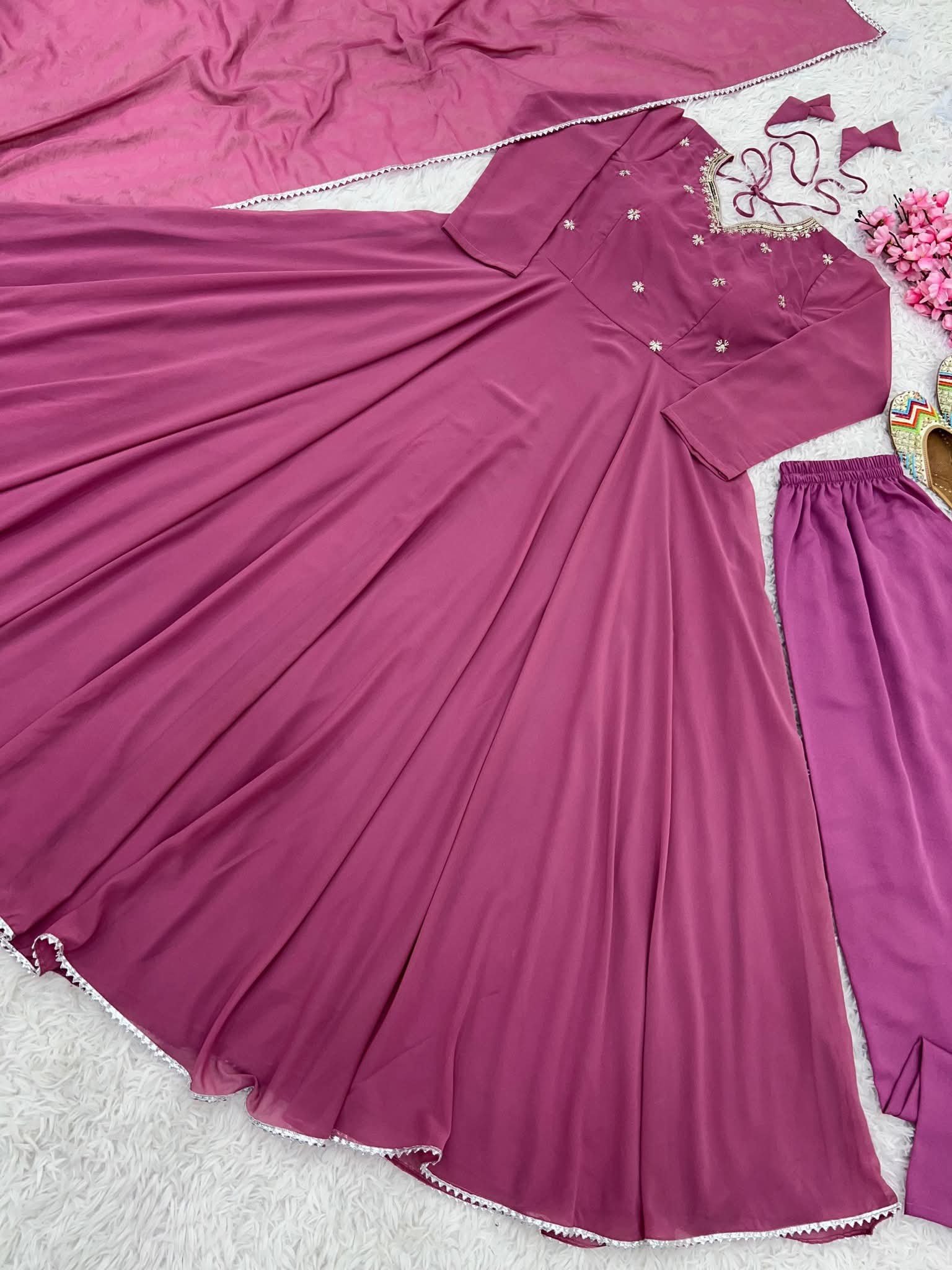 FAUX GEORGETTE EMBROIDERY WORK GOWN & DUPATTA NF10530 - Image 6