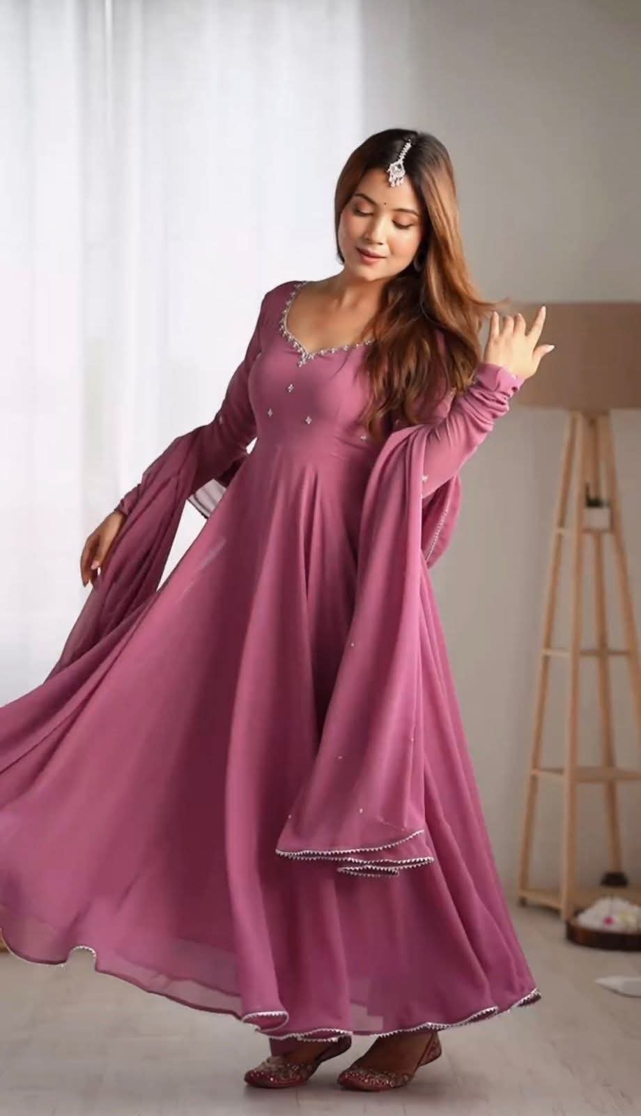 FAUX GEORGETTE EMBROIDERY WORK GOWN & DUPATTA NF10530 - Image 5