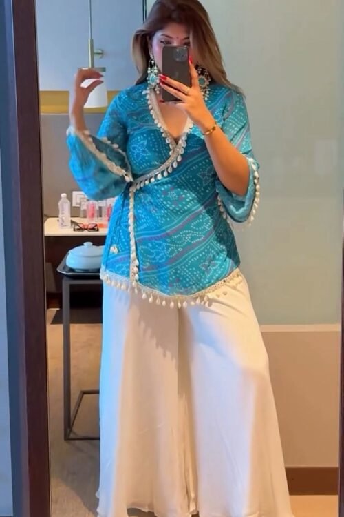 Celebrate this Diwali in effortless style with our exclusive Printed Kurta–Plazzo Set, designed for comfort, elegance, and festive charm. Crafted in lightweight georgette fabric, this outfit features beautiful prints with Kodi lace work, making it perfect for festive gatherings, puja celebrations, family functions, and daily festive wear 🌸✨  A perfect blend of comfort + festive look for the Diwali season.