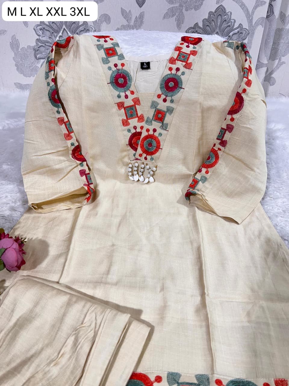 Introducing our Premium Kolkati 3-Piece Set, thoughtfully designed for women who love rich fabrics, graceful embroidery, and a flattering fit in plus sizes. This collection celebrates comfort, elegance, and confidence—perfect for festive occasions, family functions, parties, and special gatherings - Image 4